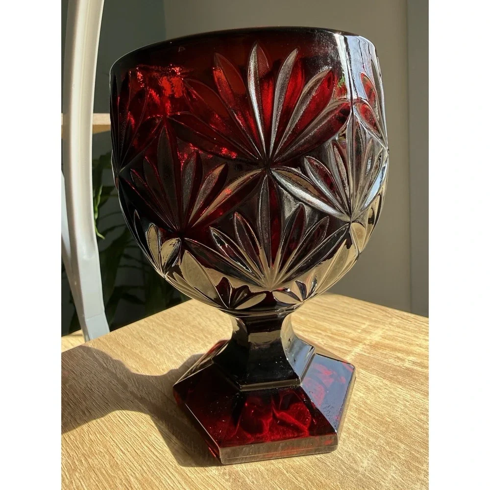 Vintage‎ Luminarc Arcoroc France Red Ruby Glass Pedestal Candy Dish Goblet